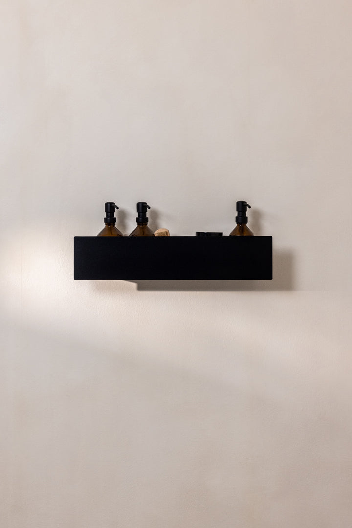 Lang badehylde i sort uden skruer