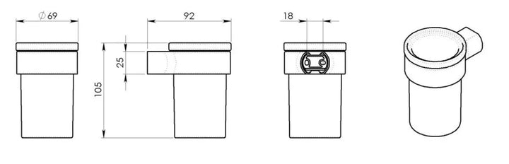 Tegning af mål på tandkrus til væg fra piren