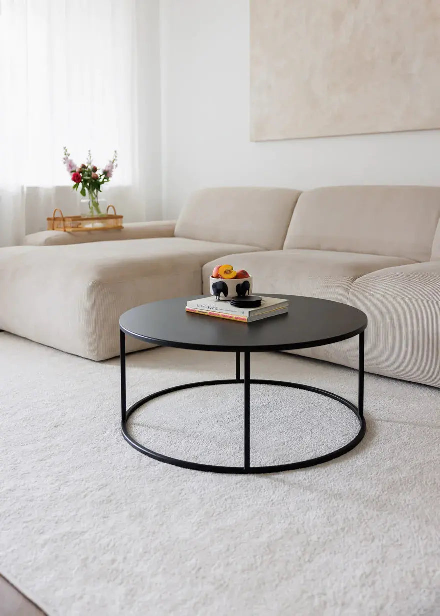 Sort sofabord i metal fra metallbude - Rundt bord Designstore