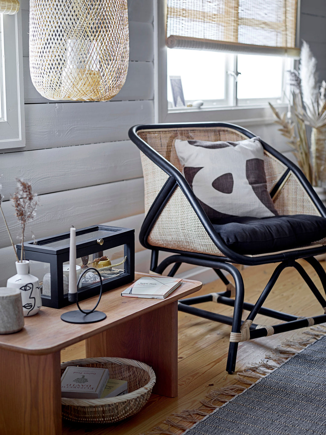 Loue Loungestol, Sort, Rattan