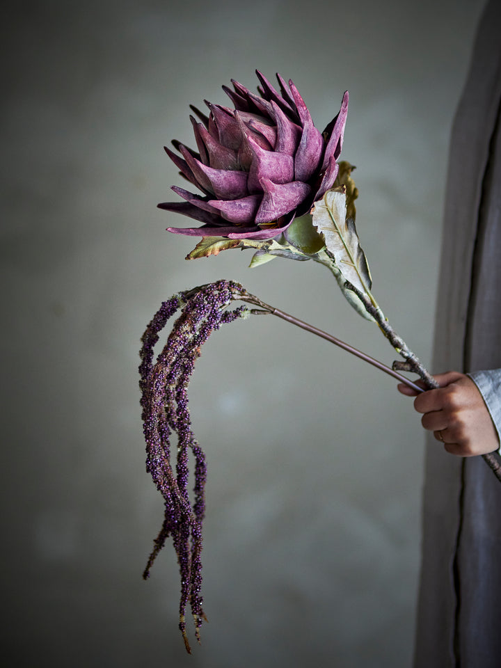 Protea Stilk, Lilla, Kunstig Blomst