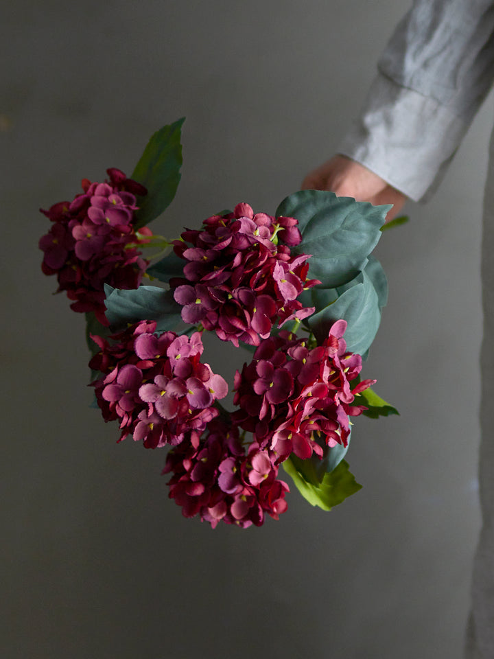 Hydrangea Stilk, Rød, Kunstig Blomst