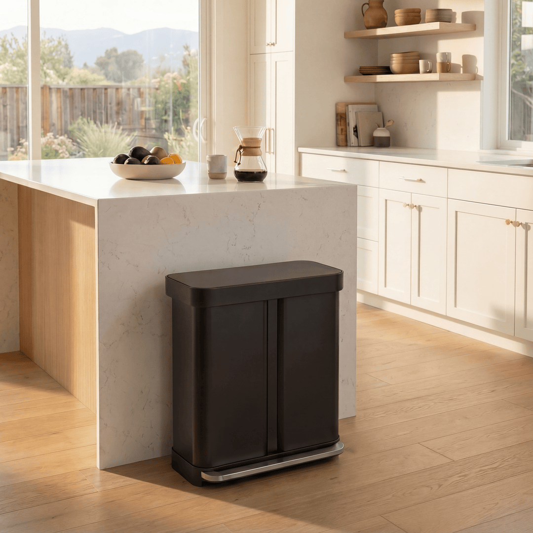simplehuman 58l (34/24) pedalspand med to rum og poselomme - matsort