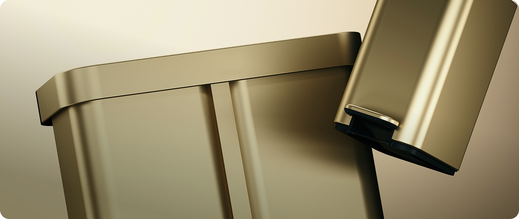 simplehuman 58l (34/24) pedalspand med to rum og poselomme - matguld