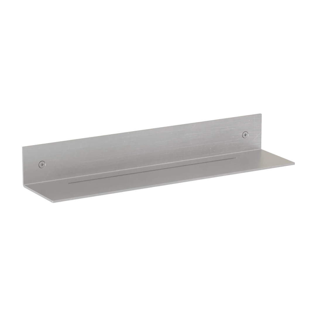 Minimalistisk brusehylde fra RAWW – kompakt badeværelseshylde i rå aluminium til moderne bad