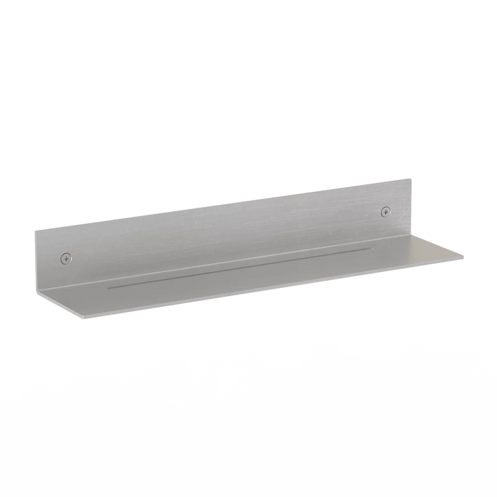 Minimalistisk brusehylde fra RAWW – kompakt badeværelseshylde i rå aluminium til moderne bad