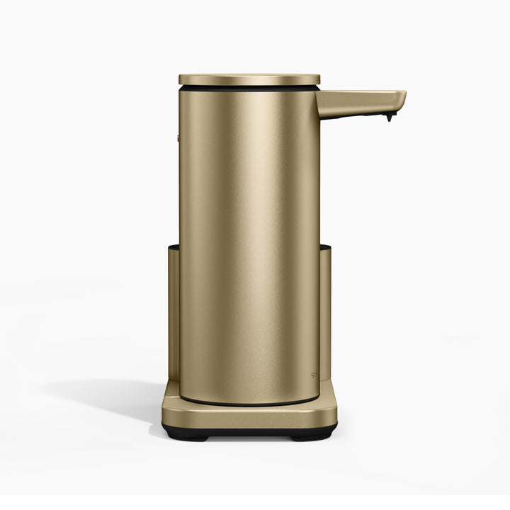 414ml genopladelig sensorpumpe med holder med åbent låg - simplehuman matguld