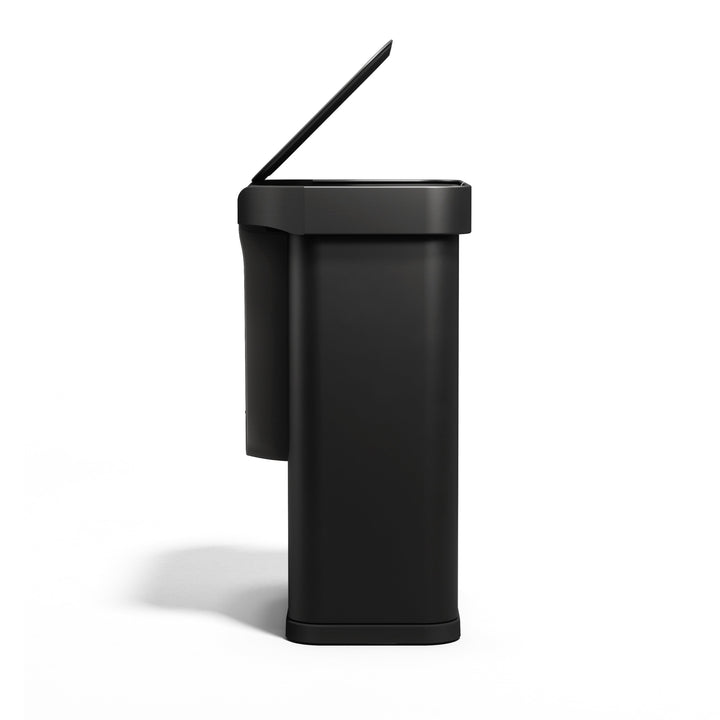 55l rektangulær sensorstyret skraldespand med poselomme - sideprofil - simplehuman
