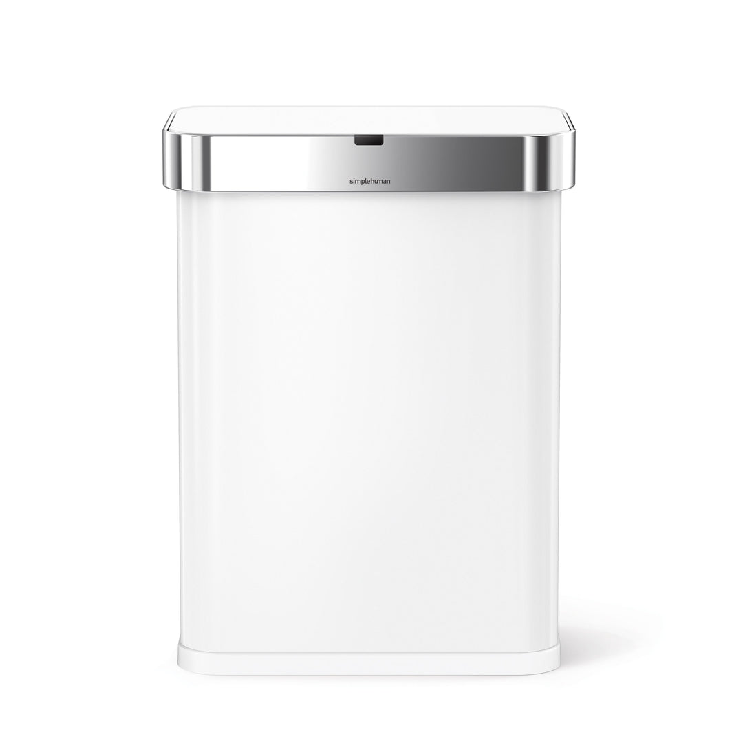 simplehuman 55l rektangulær sensorstyret skraldespand med poselomme - matsort
