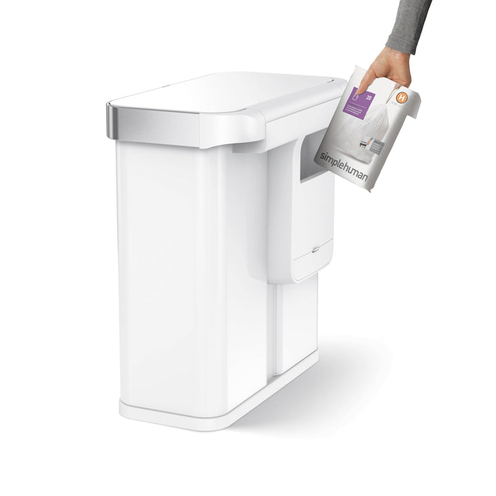 simplehuman 58l (34/24) sensorstyret skraldespand med to rum og poselomme - matsort