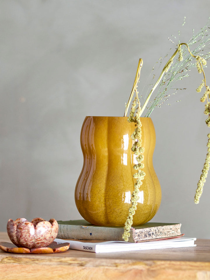 Pumpkin Vase, Brun, Glas