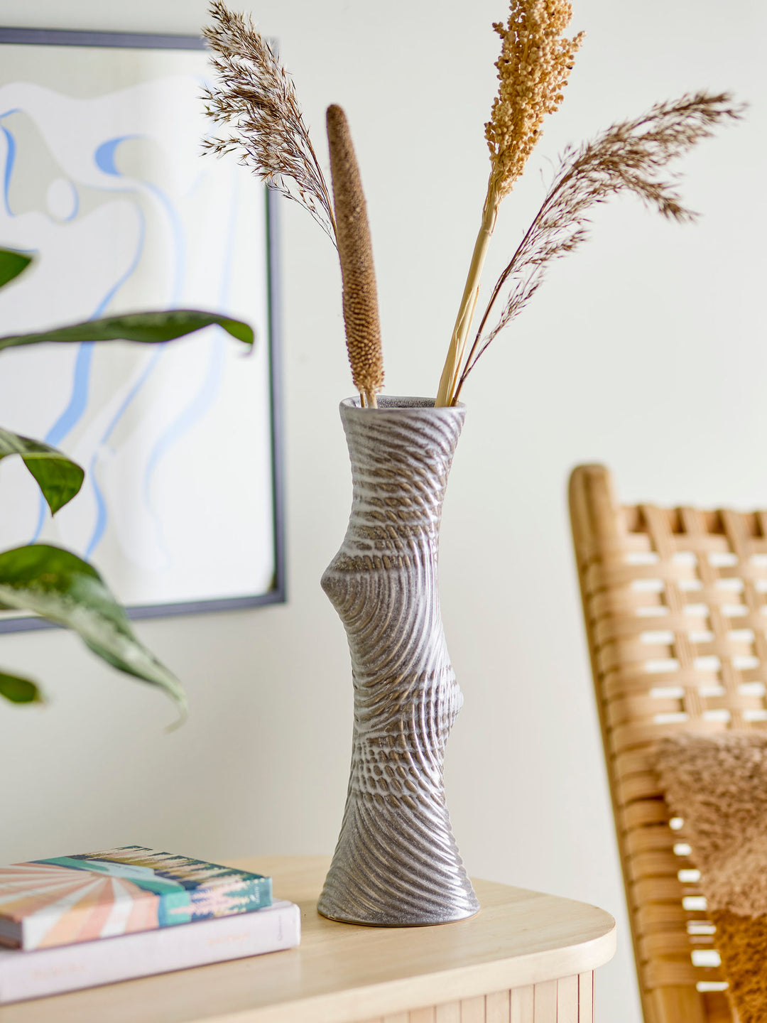 Raheem Vase, Grå, Stentøj