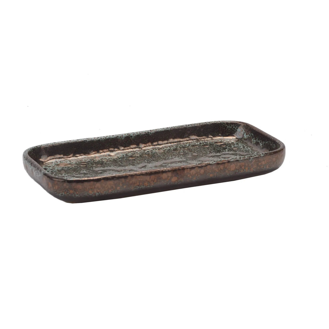 Firkantet fad i bronze keramik